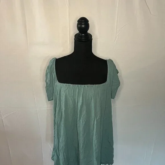 CLEAROUT-O'Neill Womens Dress Green Blue off shoulder Swim cover Up Large - 0132 - Picture 2 of 7
